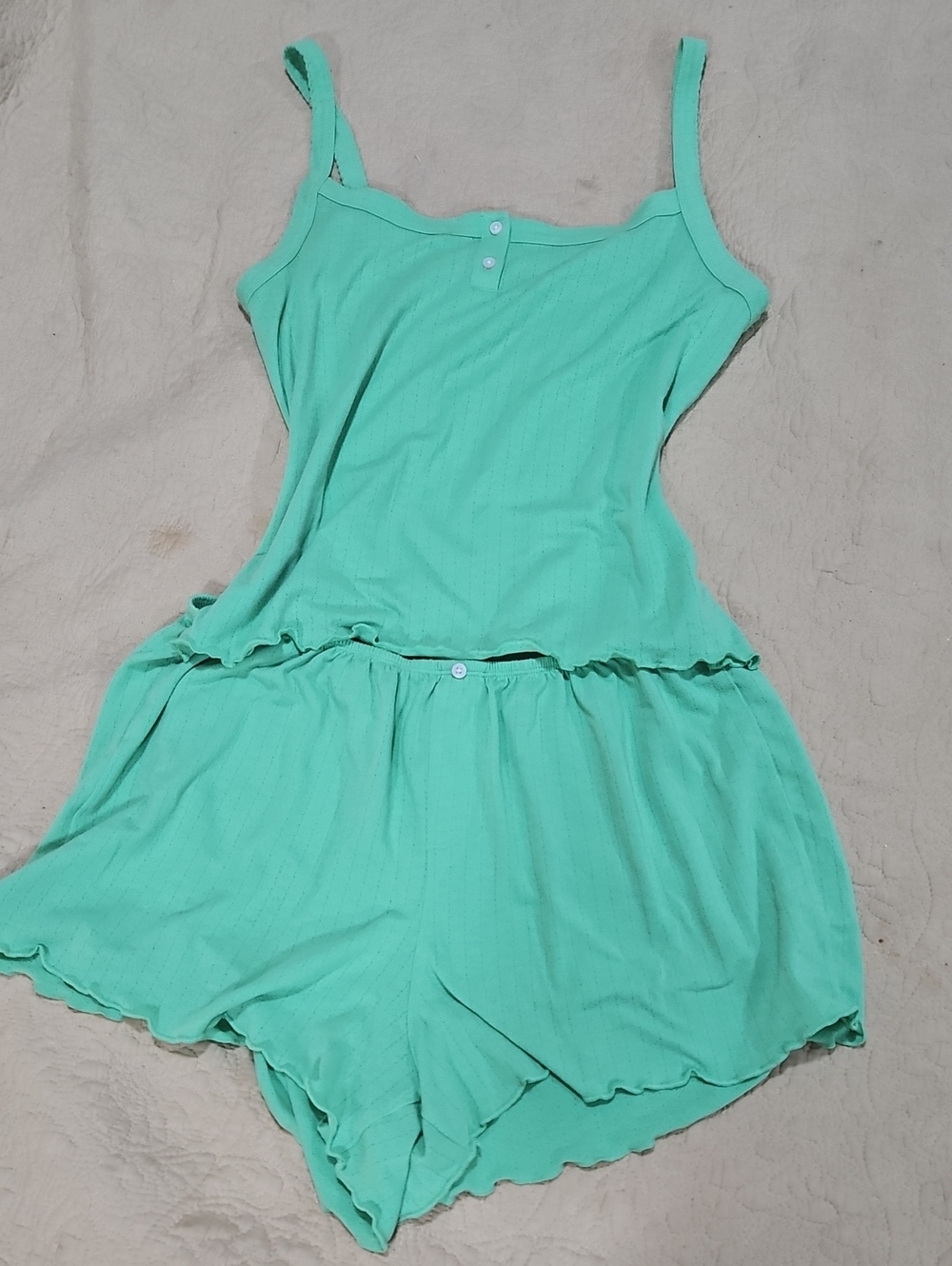 aerie Green Womens Two Piece Sleep Set